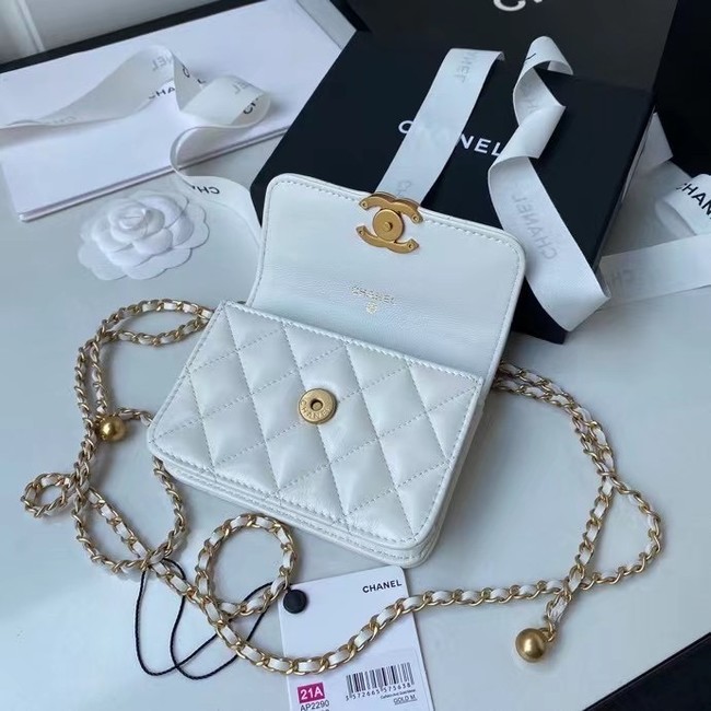 CHANEL mini wallet on chain AP2290 white