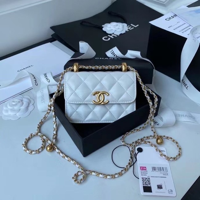 CHANEL mini wallet on chain AP2290 white