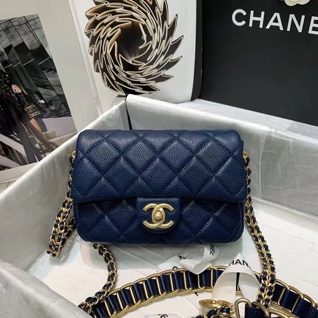 Chanel Flap Shoulder Bag Original leather AS2482 dark blue