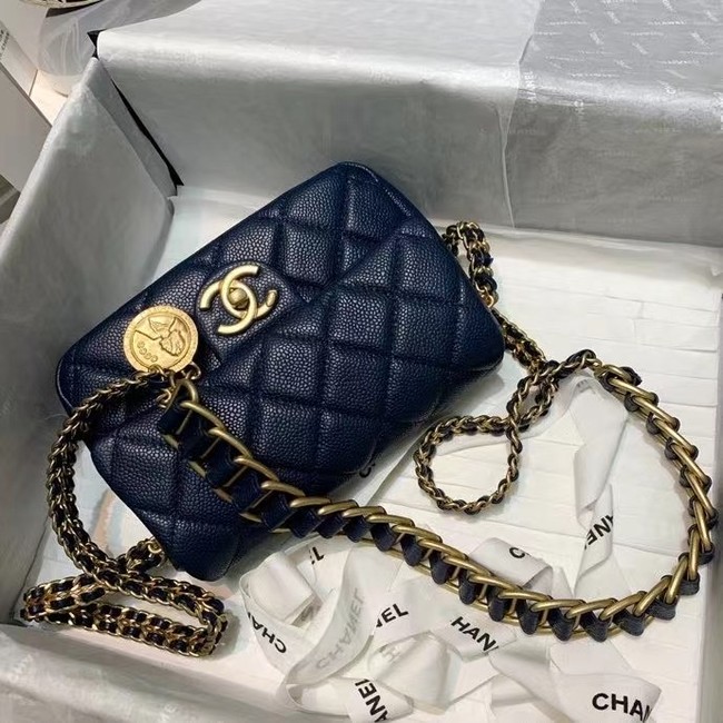 Chanel Flap Shoulder Bag Original leather AS2482 dark blue