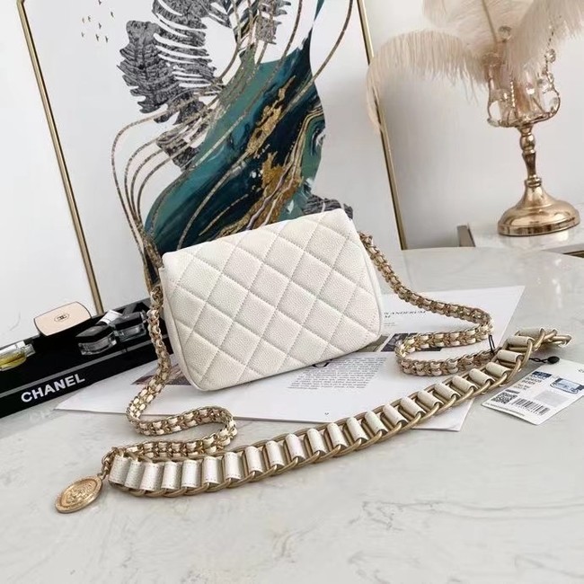 Chanel Flap Shoulder Bag Original  leather AS2482 white