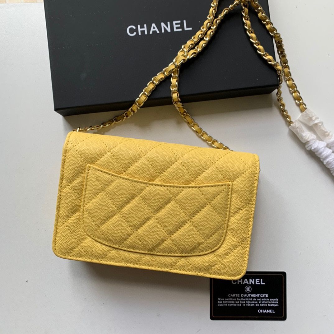 Chanel WOC Original Caviar Leather Flap cross-body bag V33818 Yellow