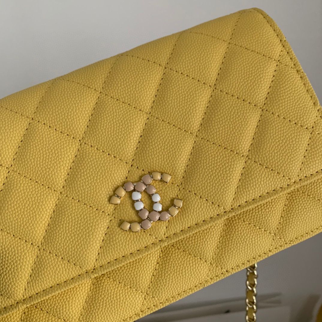 Chanel WOC Original Caviar Leather Flap cross-body bag V33818 Yellow