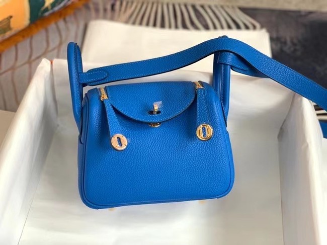 Hermes mini Lindy Original Togo Leather Bag OLD19 Electric blue