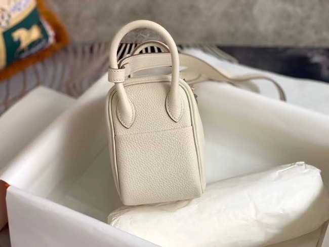 Hermes mini Lindy Original Togo Leather Bag OLD19 Pearl White