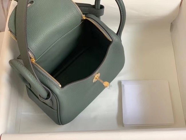 Hermes mini Lindy Original Togo Leather Bag OLD19 blackish green