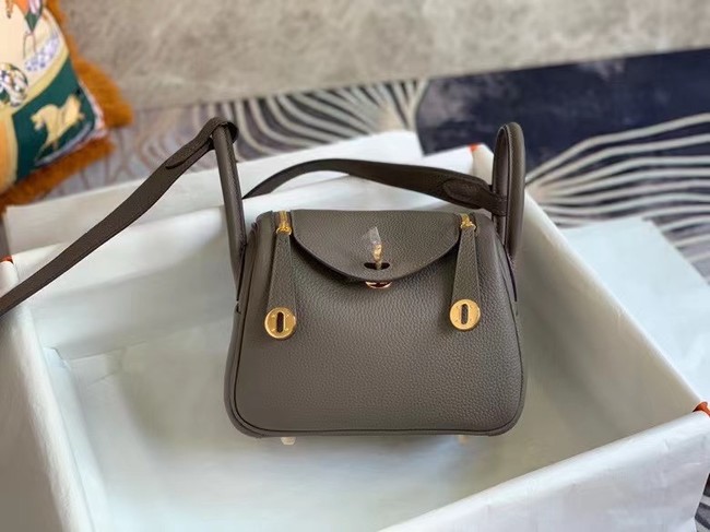 Hermes mini Lindy Original Togo Leather Bag OLD19 dark grey