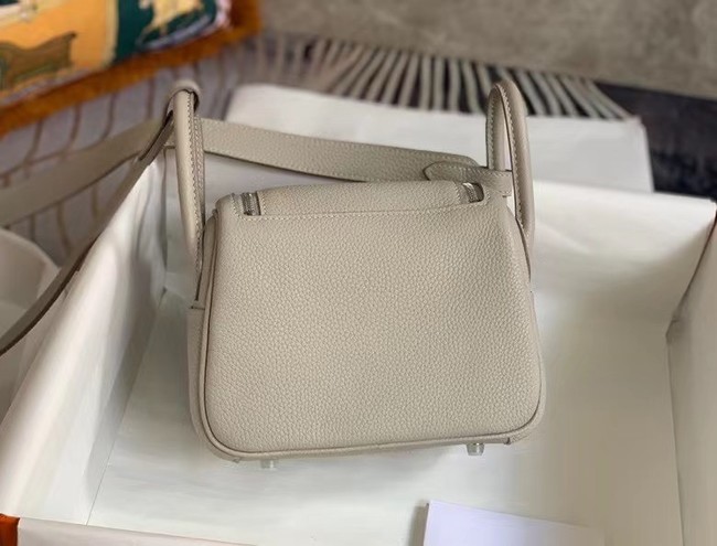 Hermes mini Lindy Original Togo Leather Bag OLD19 light grey