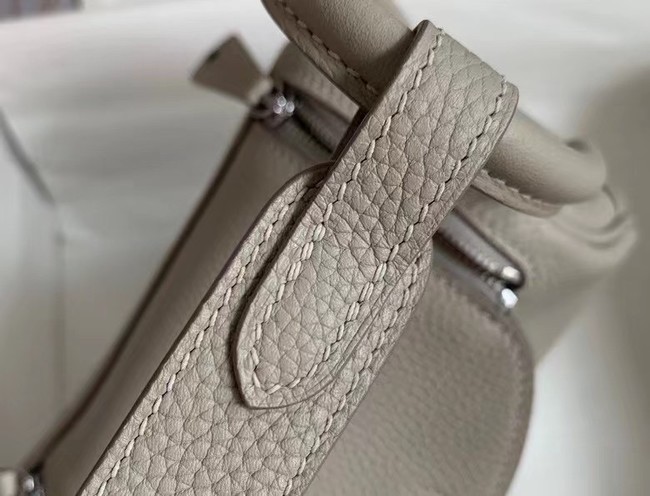 Hermes mini Lindy Original Togo Leather Bag OLD19 light grey