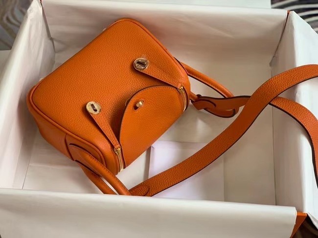 Hermes mini Lindy Original Togo Leather Bag OLD19 orange