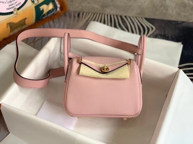 Hermes mini Lindy Original Togo Leather Bag OLD19 pink