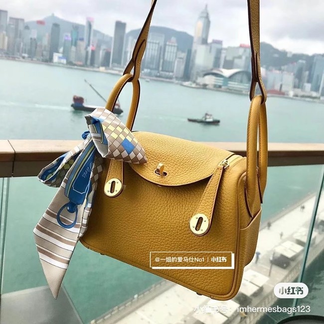 Hermes mini Lindy Original Togo Leather Bag OLD19 yellow