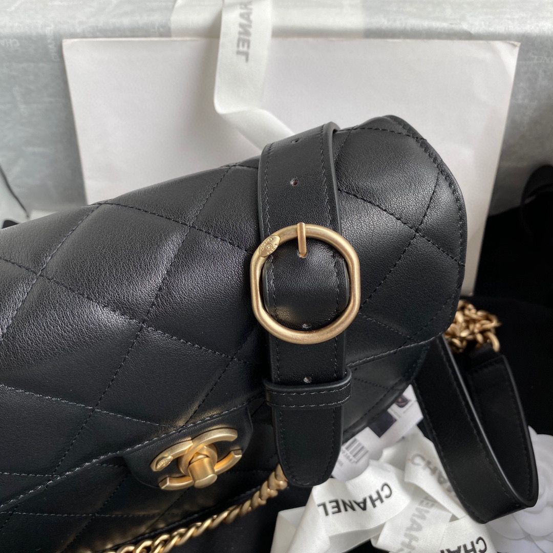 Chanel Flap Shoulder Bag Original Sheepskin leather AS2484 AS2485  Black