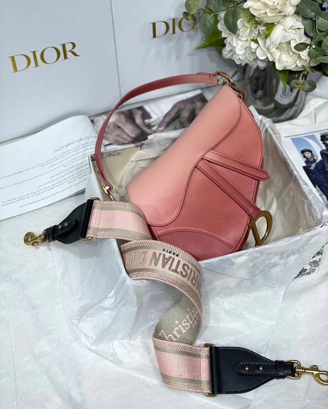 DIOR SADDLE BAG Gradient Calfskin M0446C Pink &Shoulder strap