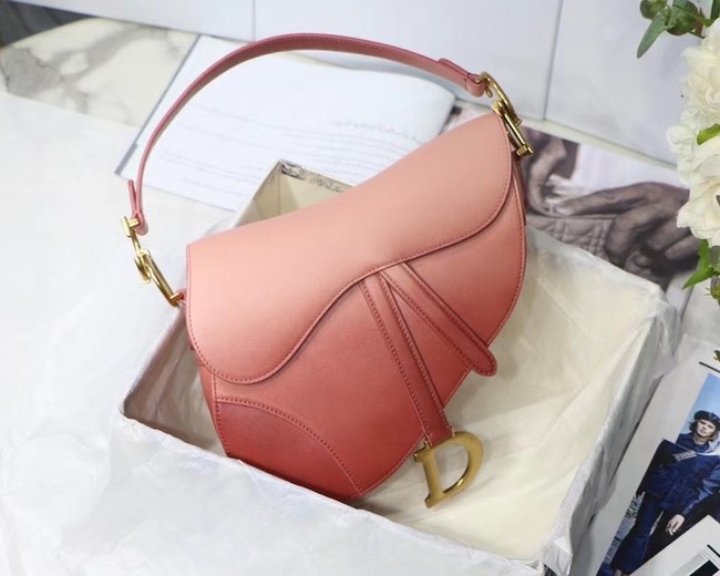 DIOR SADDLE BAG Gradient Calfskin M0446C Pink &Shoulder strap