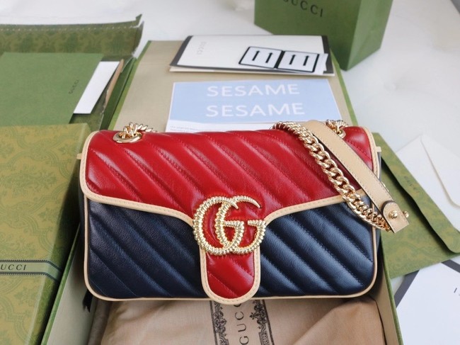 Gucci GG Marmont small shoulder bag 443497 Blue and red