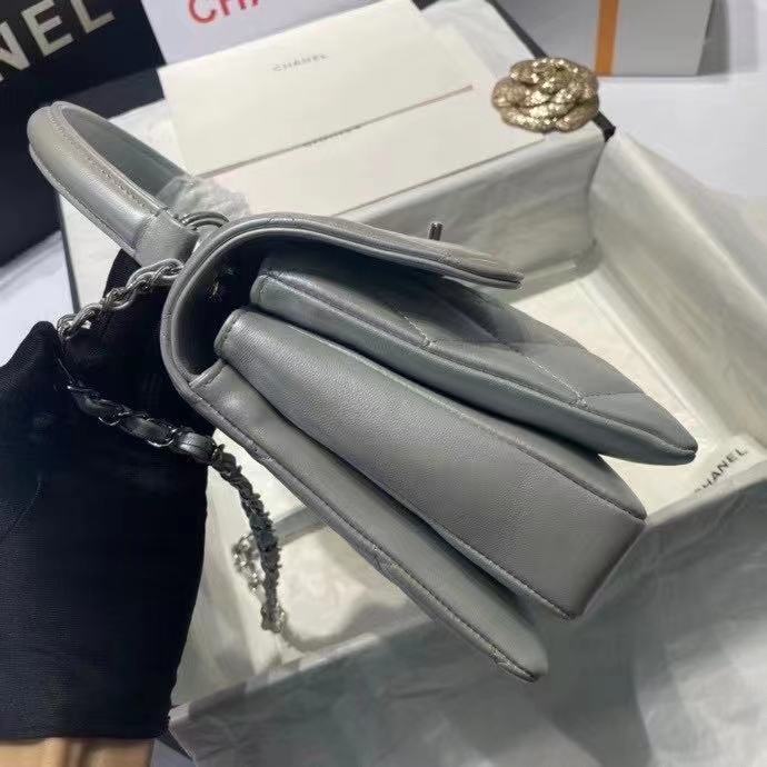 Chanel flap bag with top handle AS2215 Silver