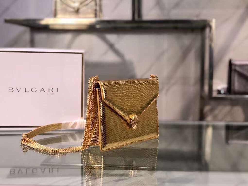 Bvlgari Serpenti Forever leather small crossbody bag B210544 gold