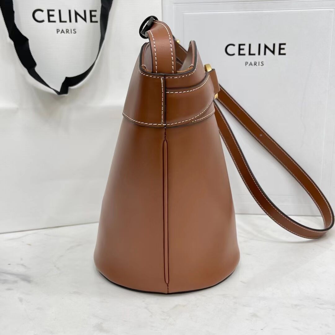 Celine BUCKET BAG IN SHINY CALFSKIN CR92072 brown