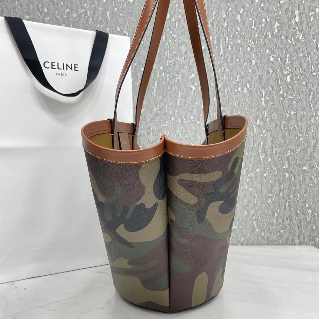 Celine MEDIUM COUFFIN BAG IN TRIOMPHE CANVAS CELINE PRINT 196262 green