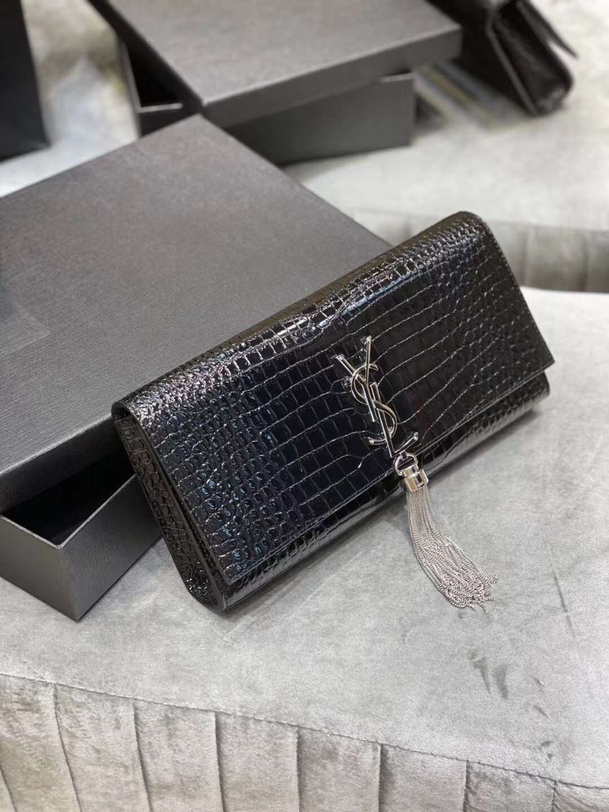 YSL Saint Laurent Medium Kate Bag Y306079 Black silver hardware