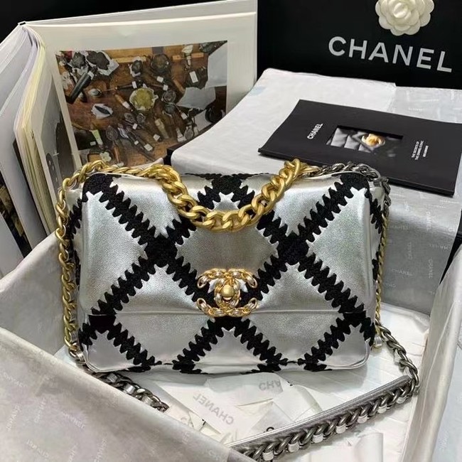 chanel 19 flap bag AS1160 Silver & Black