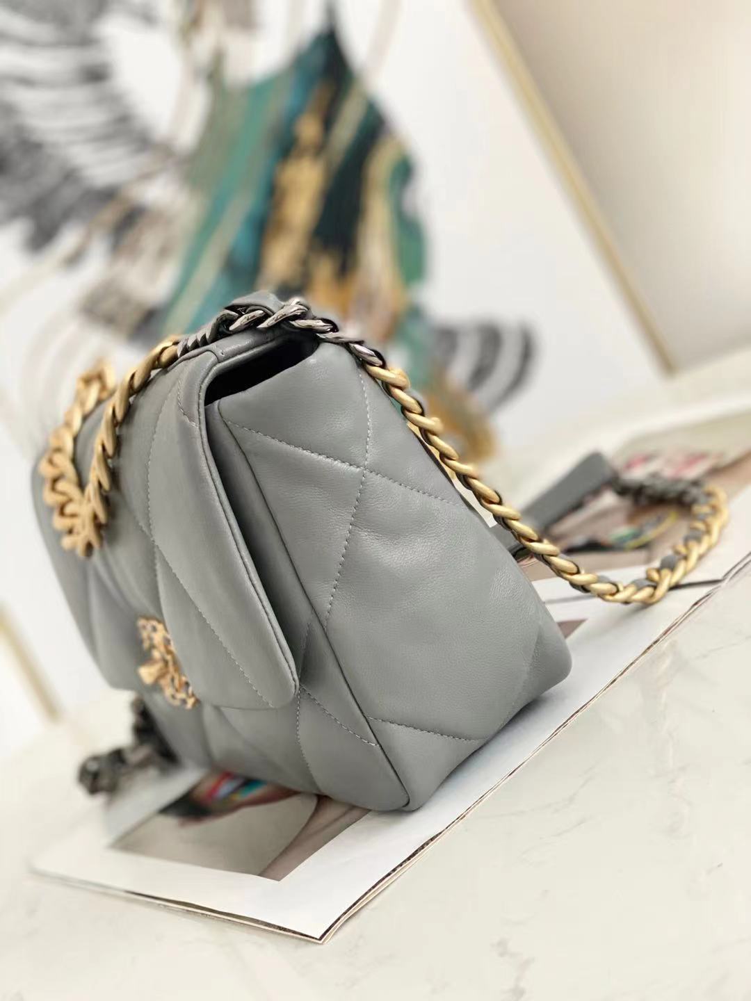 CHANEL 19 Flap Bag AS1160 AS1161 AS1162 grey