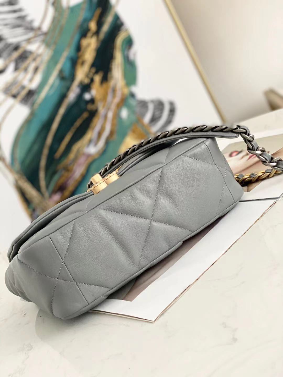 CHANEL 19 Flap Bag AS1160 AS1161 AS1162 grey