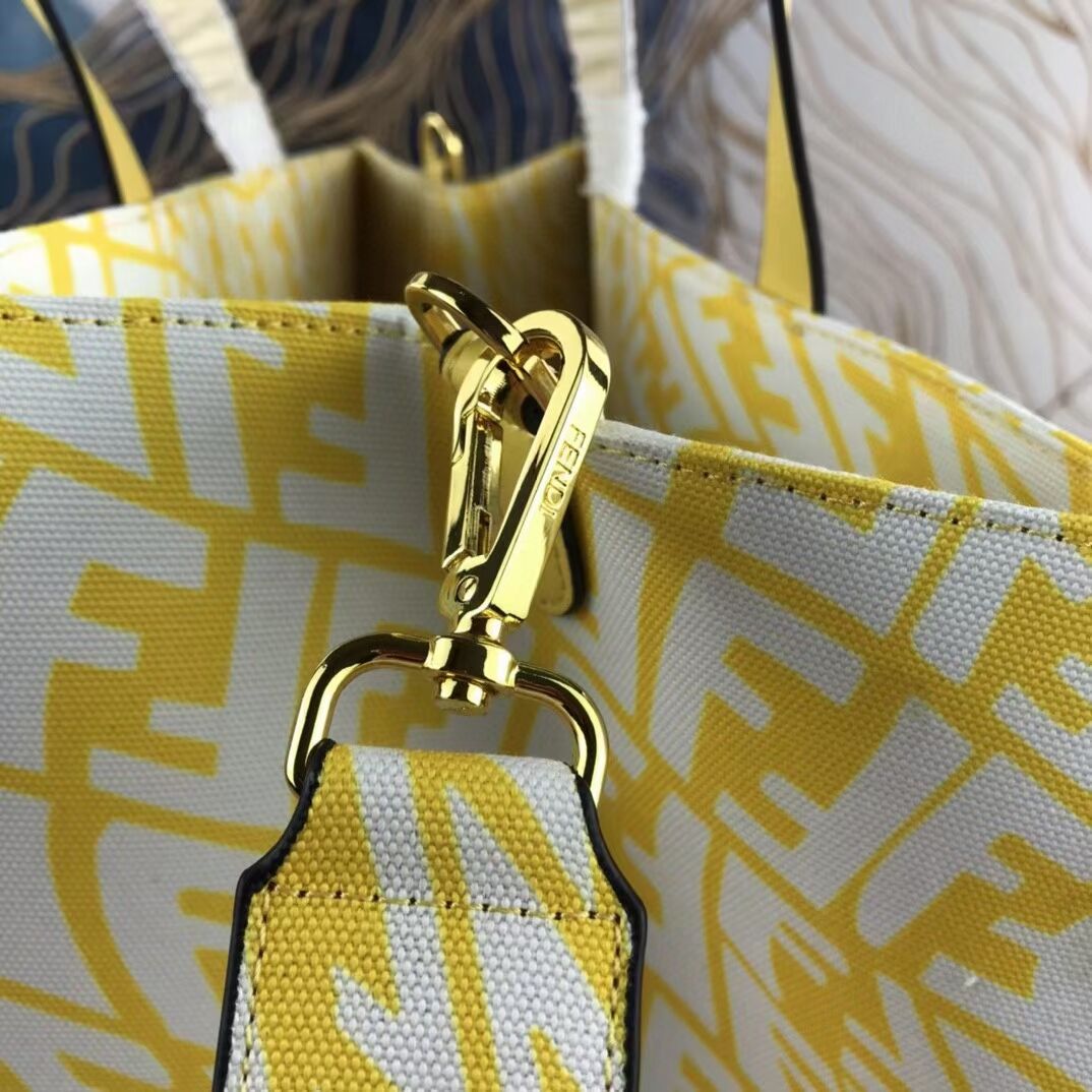 FENDI SHOPPER Yellow glazed canvas bag 8BH357AF