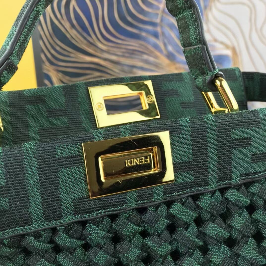 Fendi PEEKABOO ISEEU Weave Bag F4587 blackish green