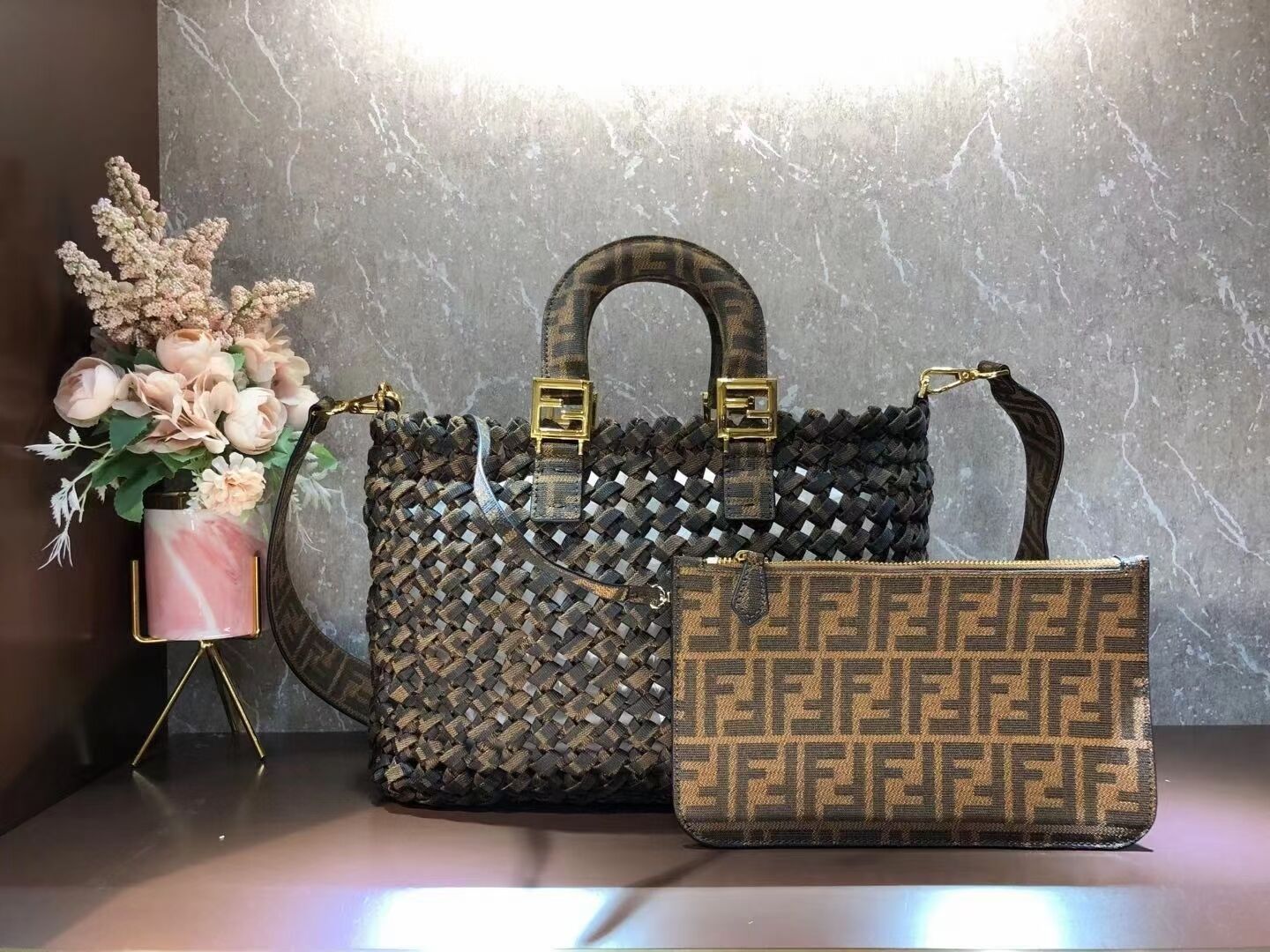 Fendi Weave Bag F6501 brown