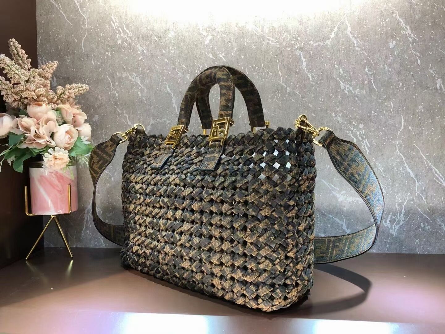 Fendi Weave Bag F6501 brown