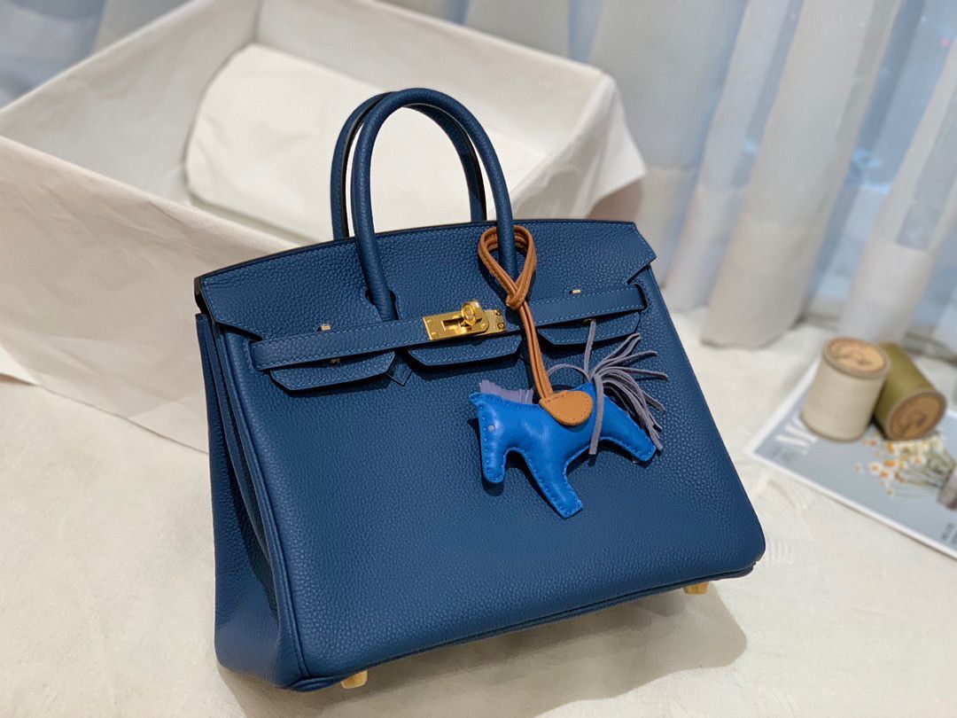 Hermes Birkin 25CM Togo Bag Original Leather H25E Dark Blue