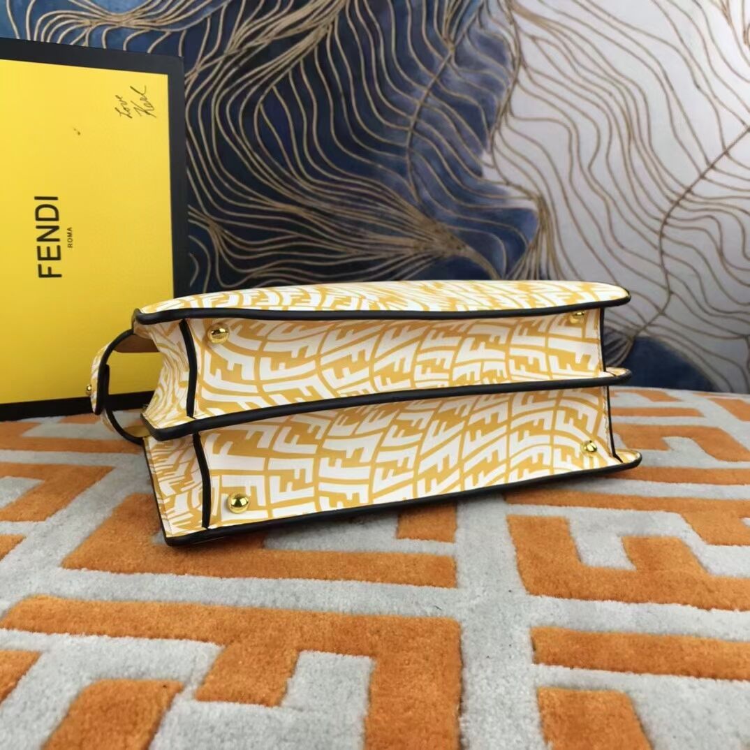 Fendi PEEKABOO ISEEU MEDIUM Yellow and white FF Vertigo leather bag 8BN321AGK