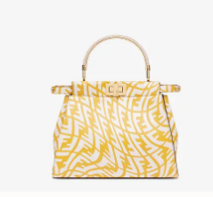 Fendi PEEKABOO MINI Yellow and white FF Vertigo leather bag 8BN244AG