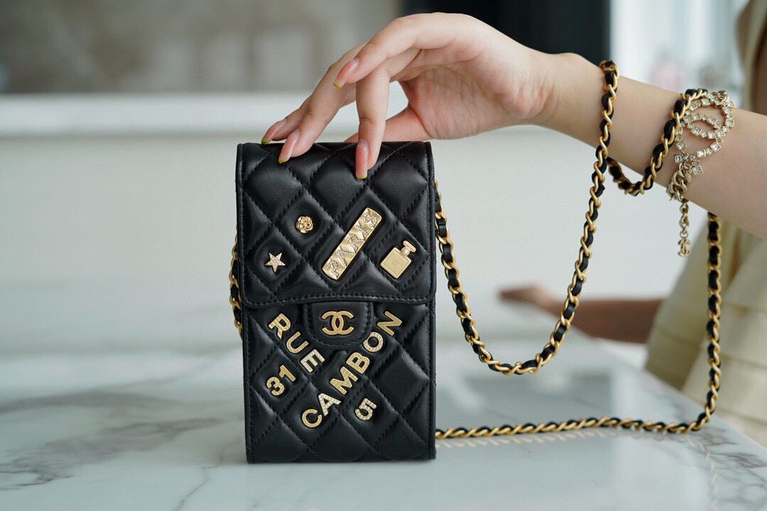 CHANEL Shoulder Micro Mini Bag On Chain AP2288 Black