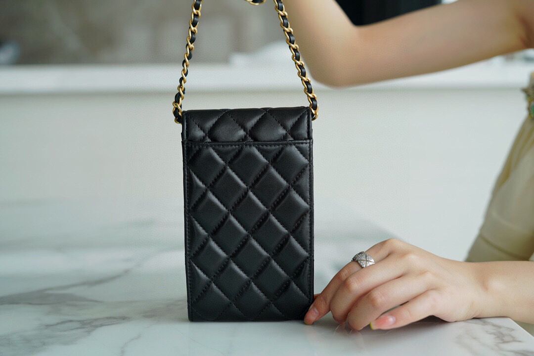 CHANEL Shoulder Micro Mini Bag On Chain AP2288 Black