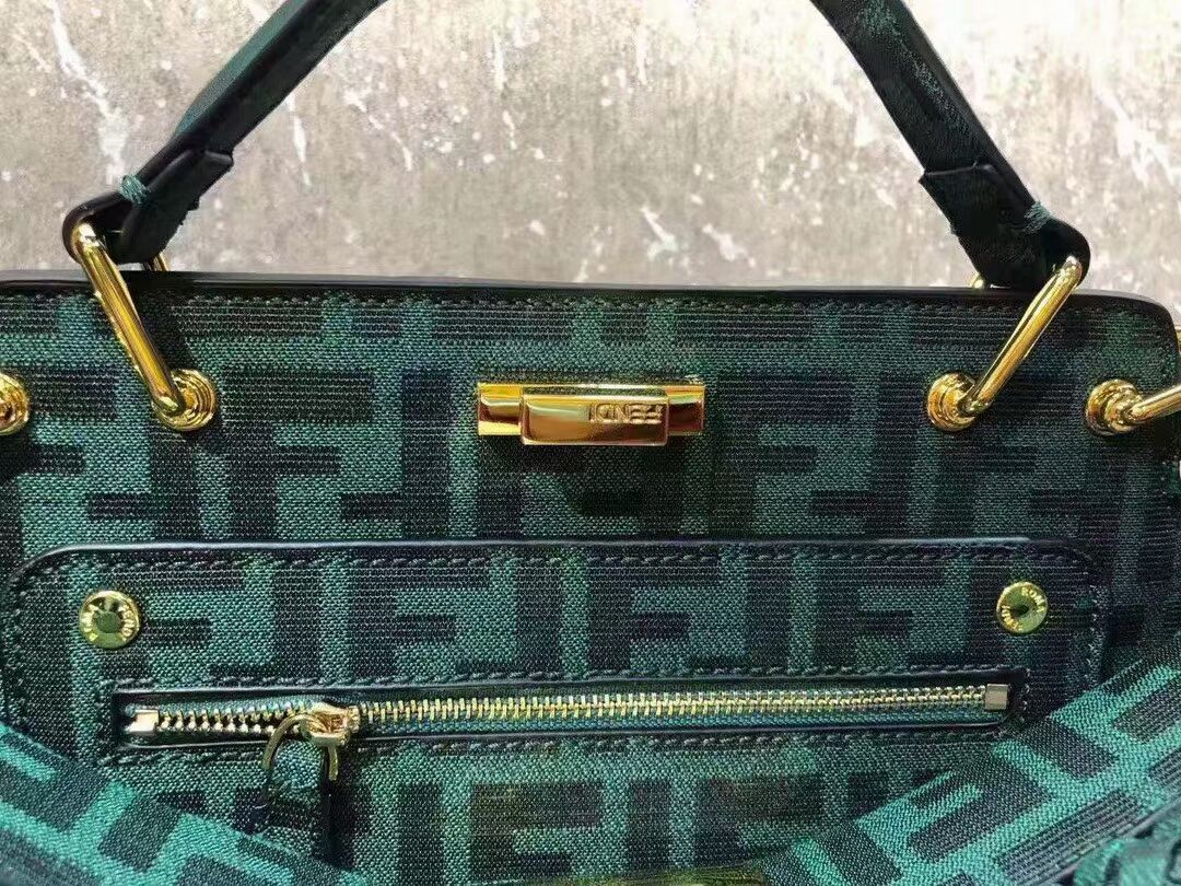 Fendi PEEKABOO X-LITE LARGE green cotton bag 8BN304A