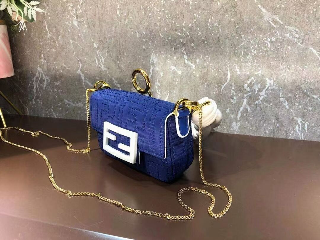 Fendi mini BAGUETTE cotton bag F6550 blue