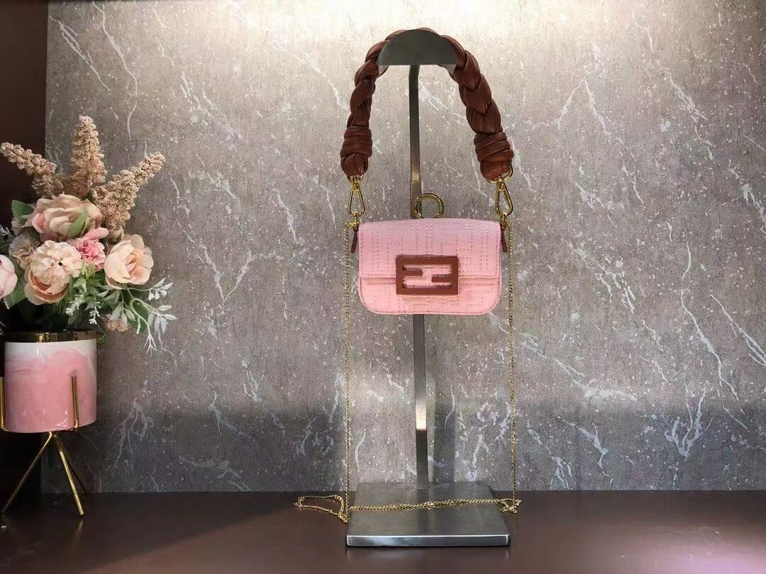 Fendi mini BAGUETTE cotton bag F6550 pink