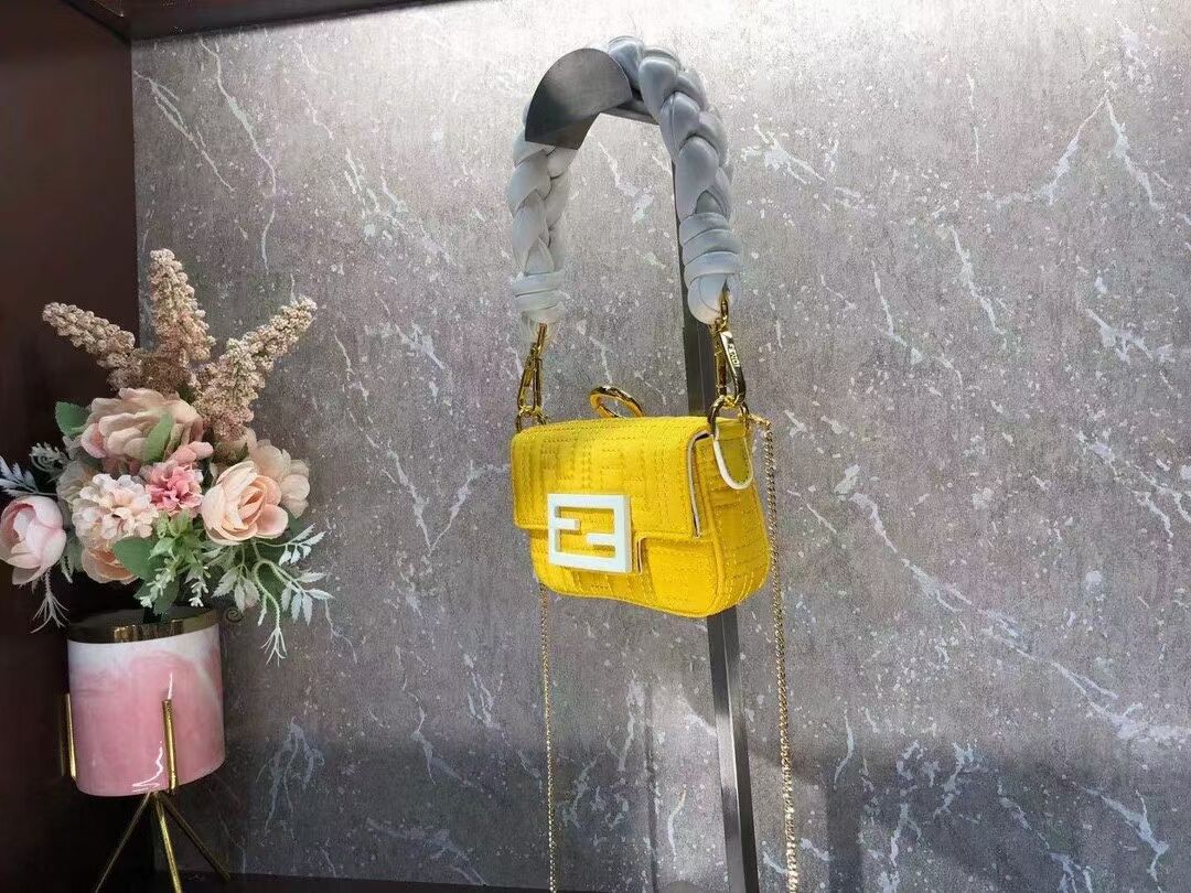 Fendi mini BAGUETTE cotton bag F6550 yellow