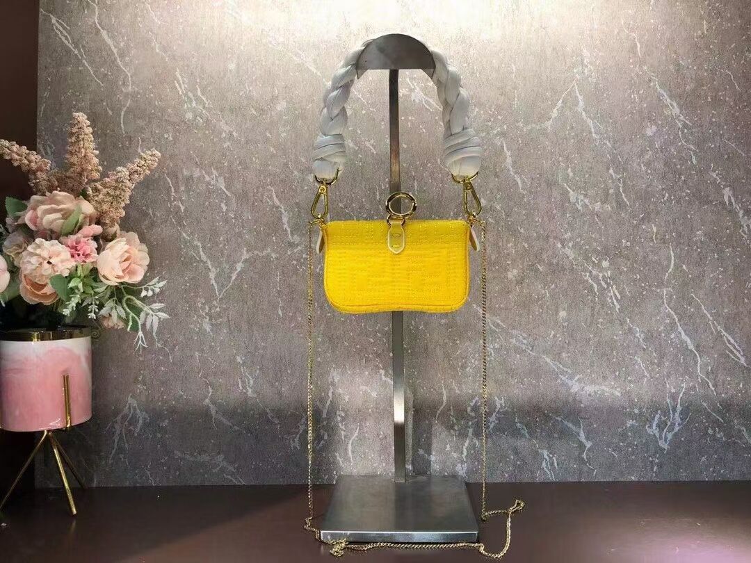 Fendi mini BAGUETTE cotton bag F6550 yellow