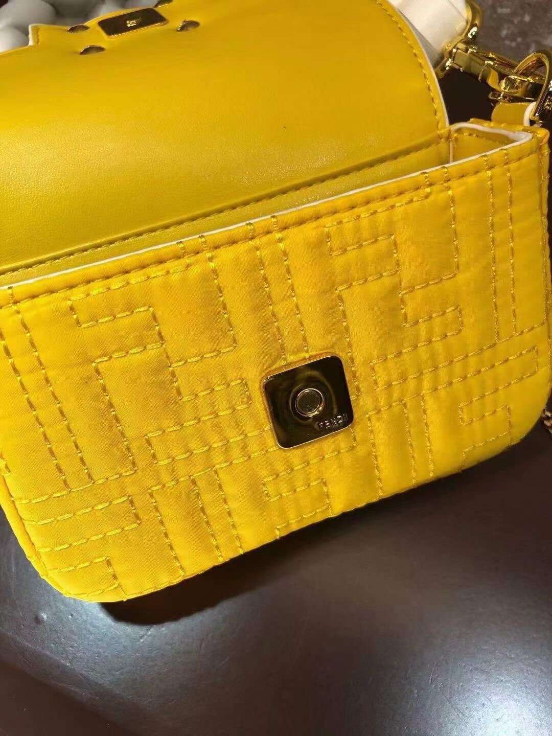 Fendi mini BAGUETTE cotton bag F6550 yellow