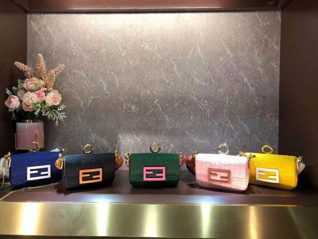 Fendi mini BAGUETTE cotton bag F6550 yellow