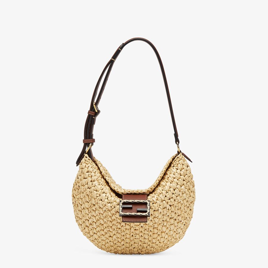 FENDI SMALL CROISSANT Woven straw bag 8BR790AFG