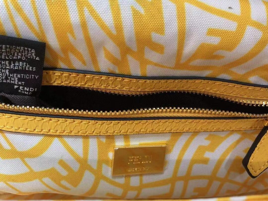 FENDI BAGUETTE 1997 FF Vertigo jacquard bag with embroidery 8BR792 yellow