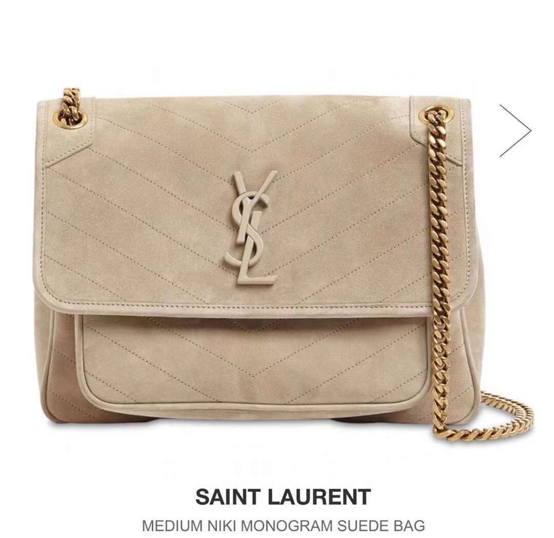 Yves Saint Laurent ENVELOPE MEDIUM BAG IN QUILTED SUEDE Y498004 cream