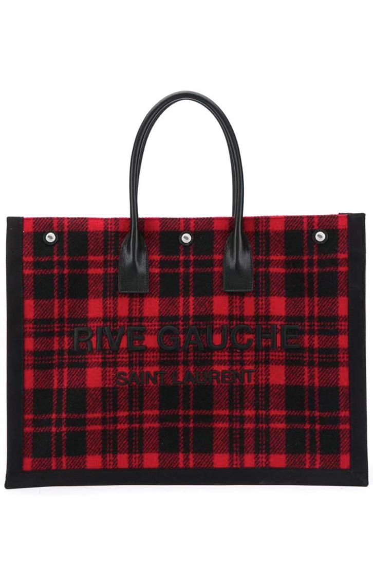 Yves Saint Laurent Tote Book LINEN Shopping Bag Y509415 red