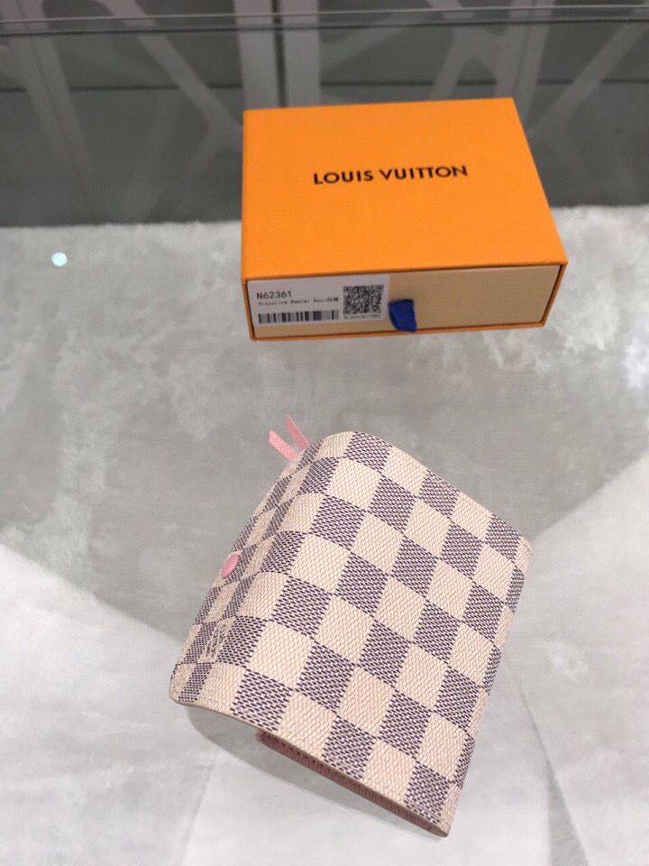 Louis Vuitton Damier Azur Canvas Rosalie Coin Purse Wallet N61276 Pink