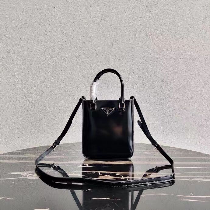 Prada Small brushed leather tote 1AD331 black